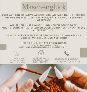 Maschenglück, Einladung zum Stricken der Frauengruppe